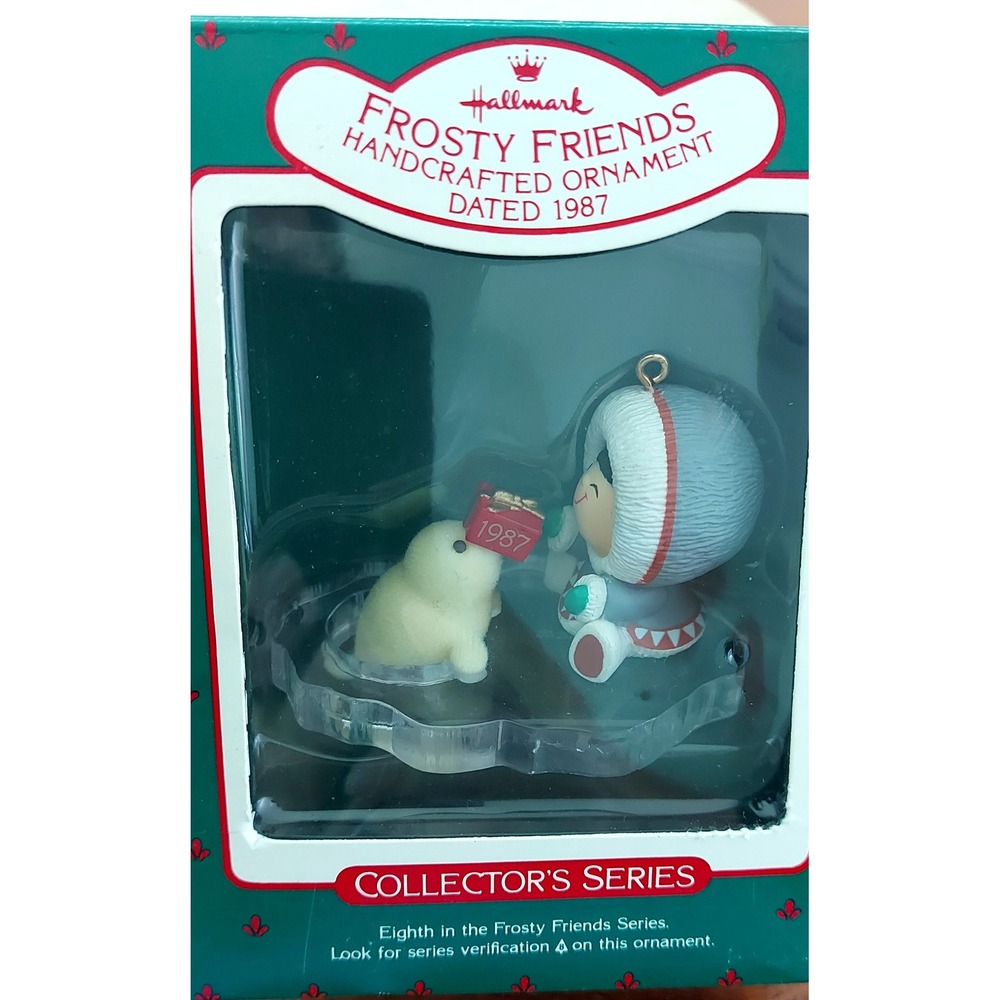 Vintage 1987 Hallmark Frosty Friends Ornament 8th in Series Eskimo and Seal
